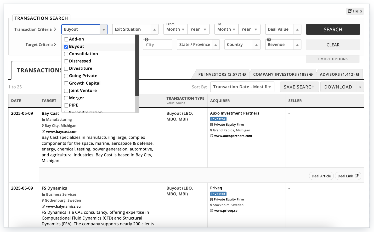 Identify Recently Acquired Companies