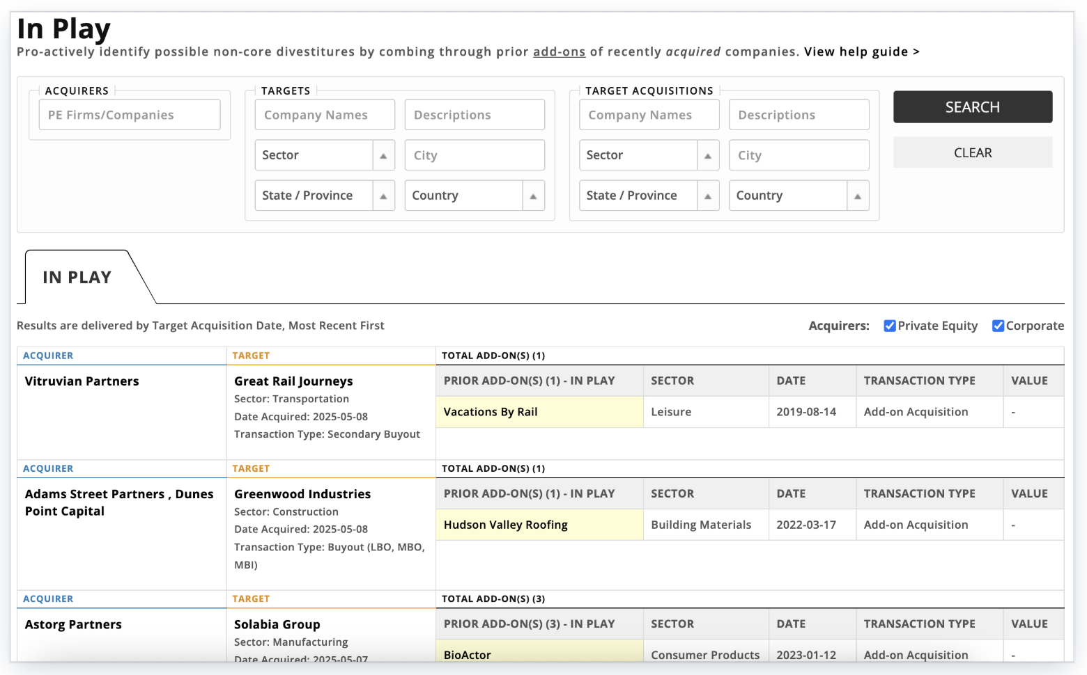 Identify Acquisition Targets